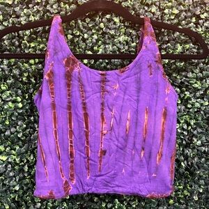 Kathmandu Criss Cross Back Purple Tie-Dye Women's Crop Top NEW NWT